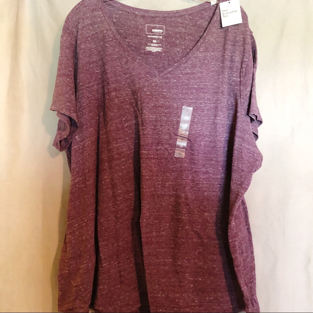 NWT Purple heathered soft v-neck t-shirt 3X
